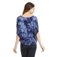 thumbnail image 5 of Made by Johnny Women's Tie Dye Scoop Neck Half Sleeve Batwing Dolman Top L NAVY, 5 of 6