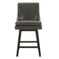thumbnail image 4 of CHITA 26 inch Upholstered Swivel Faux Leather Counter Bar Stools with Back & Wood Legs, Retro Gray, 4 of 9