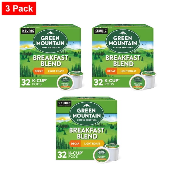 Green Mountain Coffee Roasters Decaf Breakfast Blend Light Roast K-Cup Coffee Pods 32 ct - 3 Pack