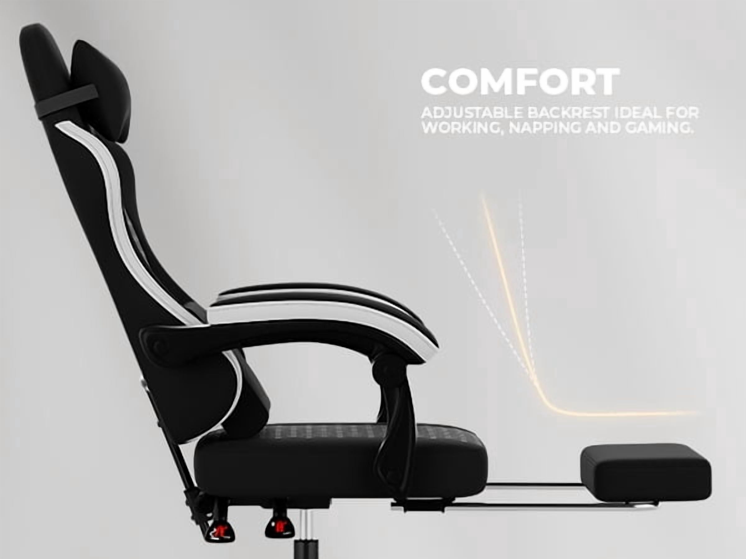 Leumius Gaming Chair,Ergonomic Office Desk Chair with Footrest Comfortable Headrest and Lumbar Support,White