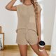 thumbnail image 3 of Suéter de punto para mujer + Pantalones cortos para mujer conjunto de pantalones cortos camisa de punto y manga corta FLhrweasw Nuevo, 3 of 9