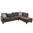thumbnail image 5 of L Shaped Sectional Couches, Modular Fabric Corner Sofa with Cup Holder Lounge Sofa with Right Chaise for Living Room, Brown, 5 of 6