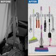 thumbnail image 2 of Wall Mounted Stainless Steel Mop Mop Holder Broom Holder with 4 Clips and 5 Hooks Wall Mounted Storage Rack Organizer-Grey, 2 of 5