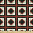 thumbnail image 2 of Geometric Fabric by the Yard, Rhombuses and Squares Grid Style Composition Folklore Composition, Decorative Upholstery Fabric for Chairs & Home Accents, Ruby Black White by Ambesonne, 2 of 5
