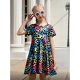 thumbnail image 3 of Aideaone Little Girls Dress Short Sleeve Toddler Summer Swing A-Line Cute Midi Casual Sundress Leopard 2-9T, 3 of 8