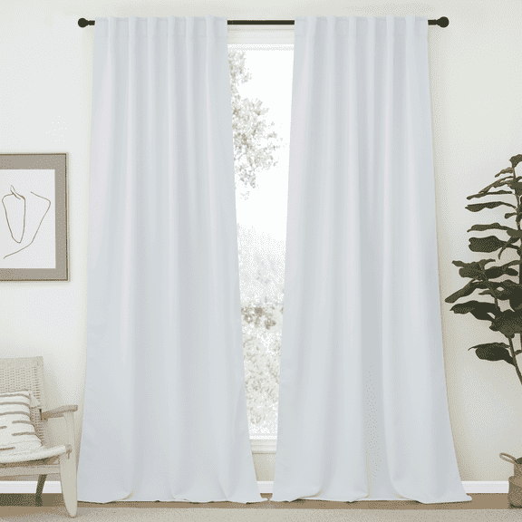 NICETOWN Blackout Bedroom Curtains Privacy Backtab and Rod Pocket Light Blocking Heat Curtains, W52 x L95, Set of 2, Greyish White