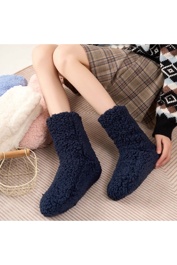 SwiftWear Fuzzy Fluffy Bootie Slipper Sock with Gripper Warm Cozy House Socks for Women - Winter Soft Comfy Fleece Sleep Socks, Black