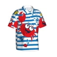 thumbnail image 2 of Bixox Men's Hawaiian Shirts Men's Red Funny Crab on Blue Stripe Print Short-Sleeve Shirt-Medium, 2 of 8
