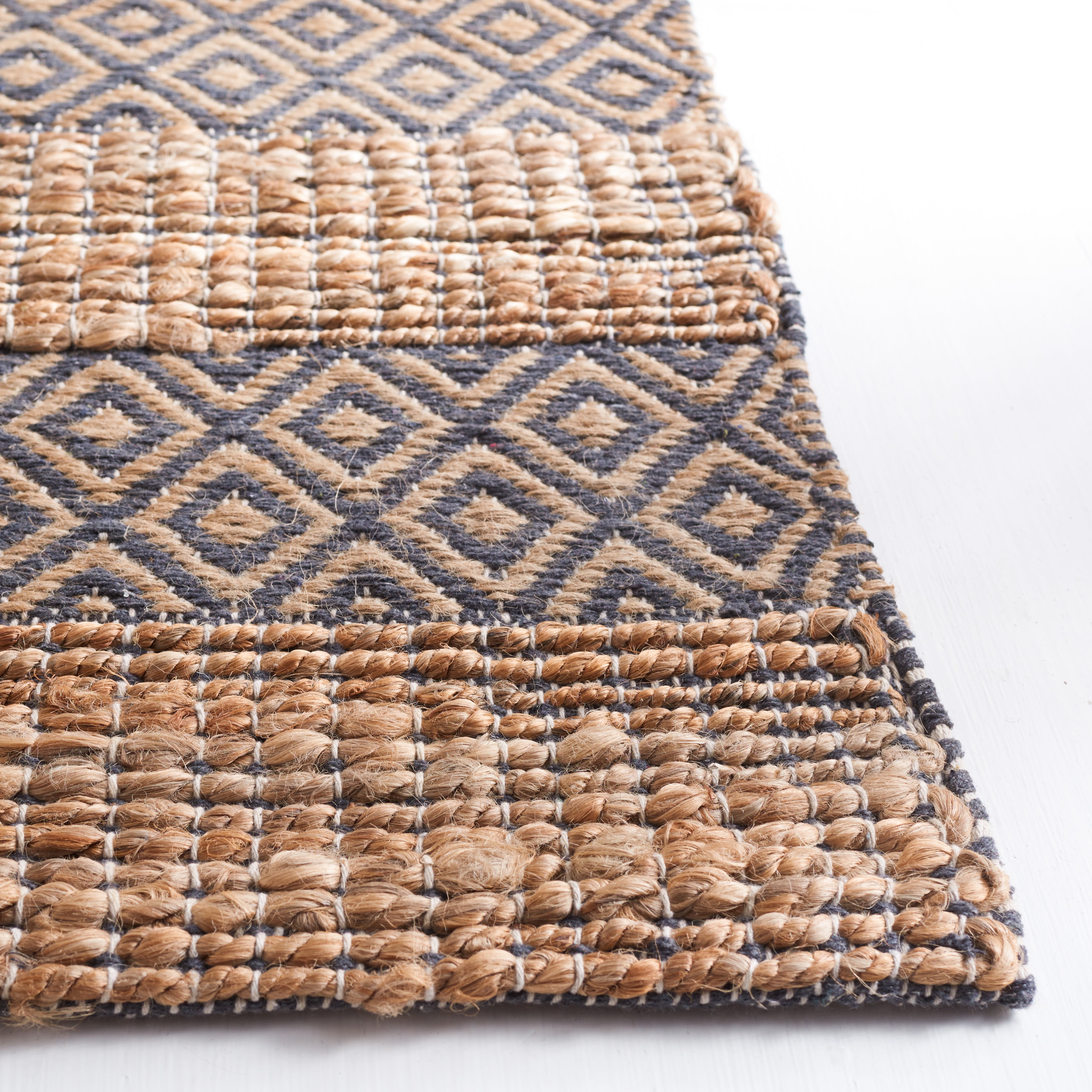 SAFAVIEH Natural Fiber Wenonah Striped Area Rug, Charcoal/Natural, 10' x 14'