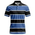 thumbnail image 3 of Men's Polo Shirts Casual Short Sleeve Striped Buckle Lapel Breathable Pullover Tops Loose Mens T Shirts Blue L, 3 of 5