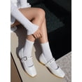 thumbnail image 5 of Top Moda Women Mary Jane Flats Buckle Strap Square Toe Comfort Dress Ballet Shoes PONGO-36 White Patent 7.5, 5 of 5