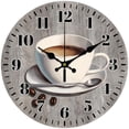 thumbnail image 1 of Reloj de pared de 12 pulgadas con diseño de taza de café, redondo, silencioso, estilo vintage de granja., 1 of 9