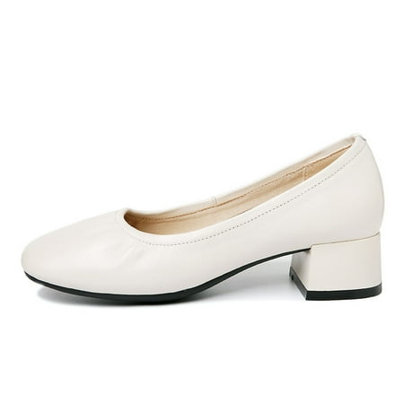 

Women‘s Low Chunky Heel Shoes Solid Color Square Toe Slip On Shoes Fashion Square Heel Shoes