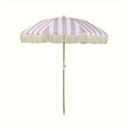 thumbnail image 2 of golytefs Striped Patio Umbrella with Fringe Beach Umbrella Outdoor Sunshade Umbrella, 2 of 9