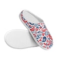 thumbnail image 3 of Daiia Birds Flowers Print Women’s Fuzzy Slippers Memory Foam Lightweight House Shoes Cozy Loafer Flannel House Shoes-40/41, 3 of 7