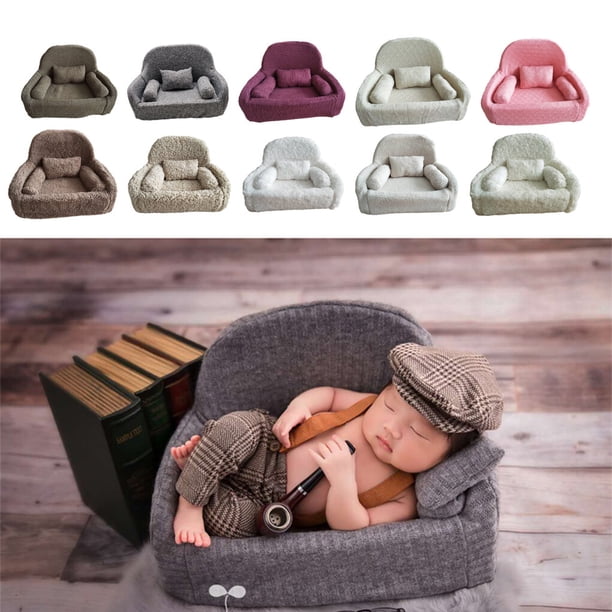 Baby Rabbit Costume Set With Hat, Romper & Moon Pillow - Photo Prop For Newborns 0-12 Months (White/Gray/Pink)