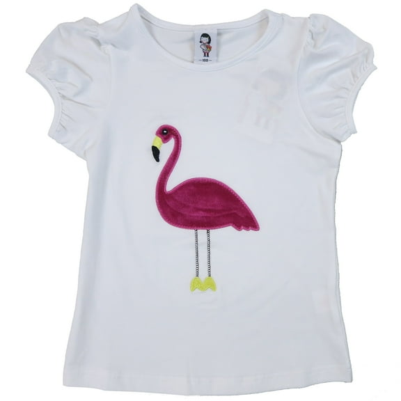 Wenchoice Girl'S White & Hot Pink Flamingo Tee XL(7Y-8Y)