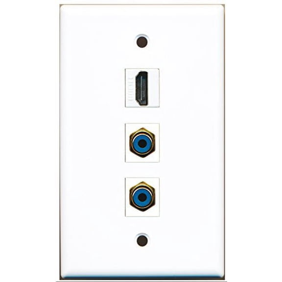 RiteAV - 1 Port HDMI 2 Port RCA Blue Wall Plate