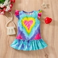 thumbnail image 6 of Youmylove Dresses For Girls Toddler Small Flying Sleeve Crewneck Tie Dye Love Print Dress For 1 To 4 Years, 6 of 7