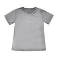 thumbnail image 5 of Grey T Shirts For Women's Fashion Deep V Neck Short Sleeve Top Solid Color Casual Loose Basic T Shirt Cotton, 5 of 5
