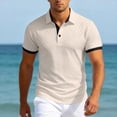 thumbnail image 2 of Yifymode Men's Classic Short Sleeve Polo Shirt, Textured Knit Contrast Collar & Cuff Regular Fit Top Khaki M, 2 of 6