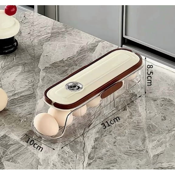 Clear Rolling Egg Carton for 7 Eggs Transparent Fridge Storage Box