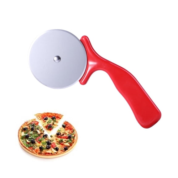 HEMOTON Stainless Steel Pizza Cutter with Red Plastic Handle for Baking Use Classic Wheel Slicer Easy to Clean 3.5 inch