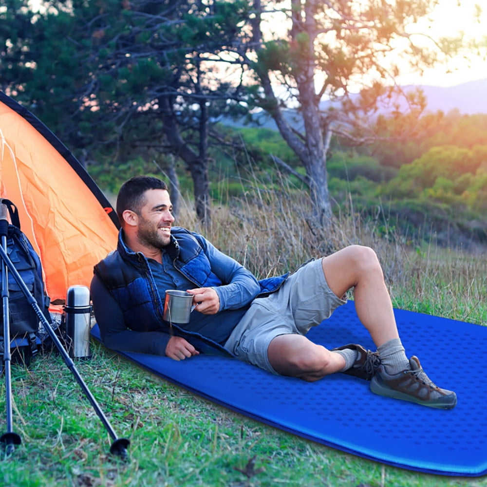 Topcobe Inflatable Sleeping Pad with Carrying Bag, Outdoor Portable Camping Bed for Travel, Blue