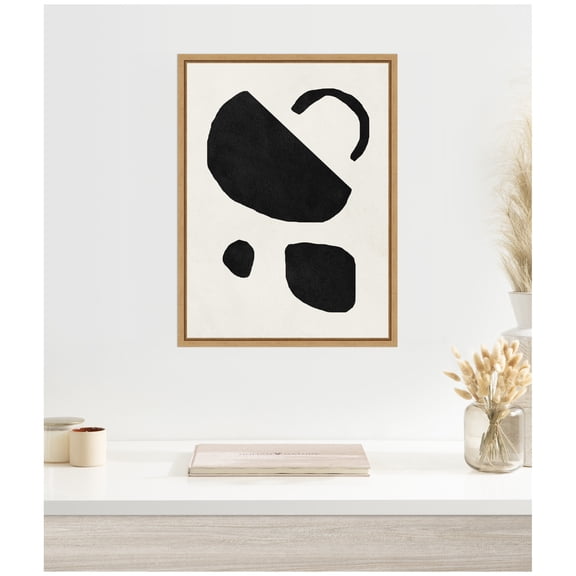 Kate and Laurel Black Geometric Abstract 2 Framed Canvas Wall Art by July Art Prints 18 x 24 Sylvie Natural, Modern, Abstract Art for Wall Decor, Living Room, Bedroom