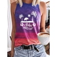 thumbnail image 3 of QAFOPEH Women Coconut Palm Print Crew Neck Sleeveless Beach Tank Top, 3 of 3