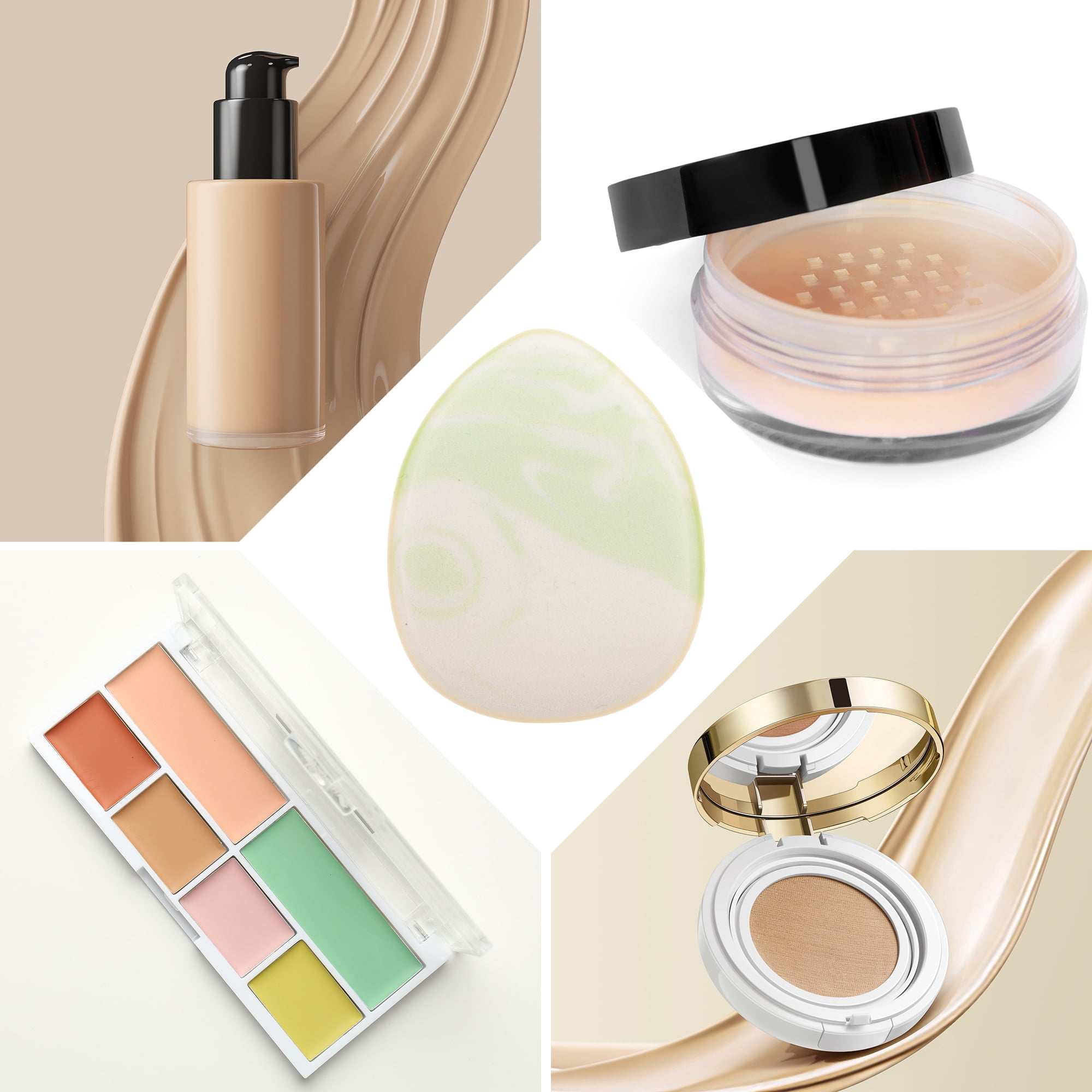 Unique Bargains 1 Pc Dual Color Face Makeup Sponge Green, White