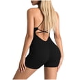 thumbnail image 6 of Maqroz Women's Backless Strappy Romper Seamless Athletic Jumpsuit for Yoga Gym Workout, Cross Back Bodysuit With Compression Bottoms, 6 of 7