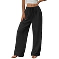 thumbnail image 6 of Nhthy Women's Summer Casual Straight Leg Long Pants, Solid Loose Fit Breathable Full Length Trousers for Everyday Outfits Black XXXL, 6 of 9