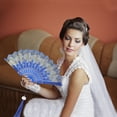 thumbnail image 5 of Unique Bargains 1 Pc Butterfly with Tassel Folding Fan for Masquerade Blue Silk Fabric, 5 of 5