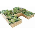 thumbnail image 3 of Jocisland H-Shaped Raised Garden Bed, 12x12x2 ft, 180 Cu. ft Capacity, Double-Layer Wooden Planter Box for Outdoor Patio, 3 of 9