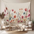 thumbnail image 2 of Pink Orange Teal Spring Floral Tapestry for Bedroom Wall Hanging Tapestry,Watercolor Botanical Summer Flowers Ceiling Backdrop Tapestries Poster Blanket Wall Decor for Living Room 51" x 59", 2 of 8