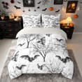 thumbnail image 3 of Erosebridal Halloween Bat Full Size Bedding Sets, Tree Branch Silhouette Full Size Bed in a Bag, White Gray, Gray Reversible, 7pcs, 3 of 6