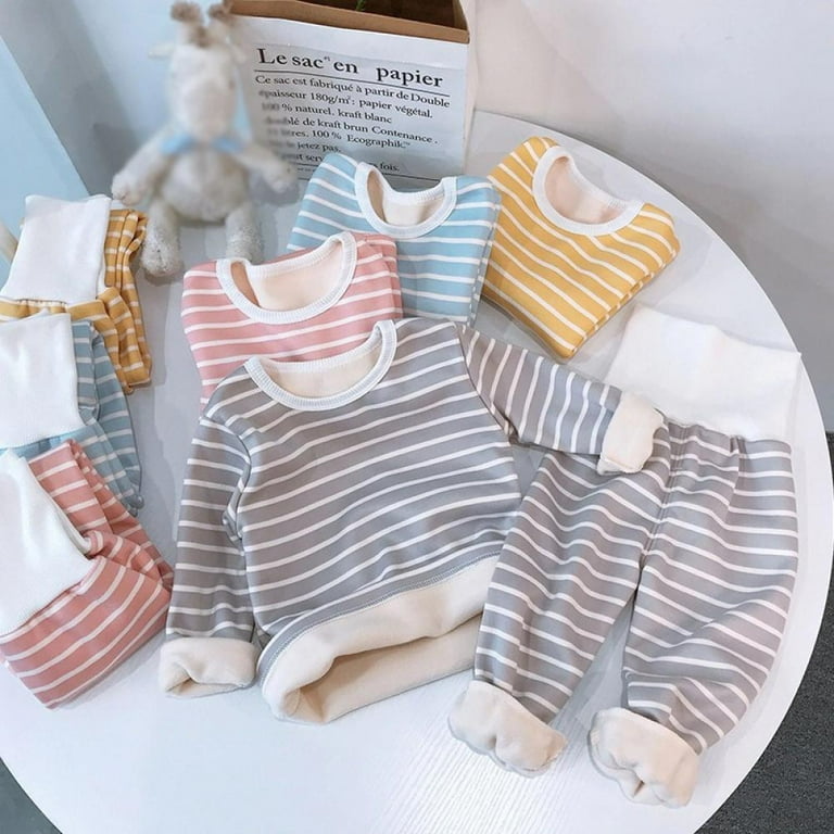 Toddler Baby Boys Girls Warm Fleece Lined Thermals Underwear Kids Winter Base Layer Long John Set
