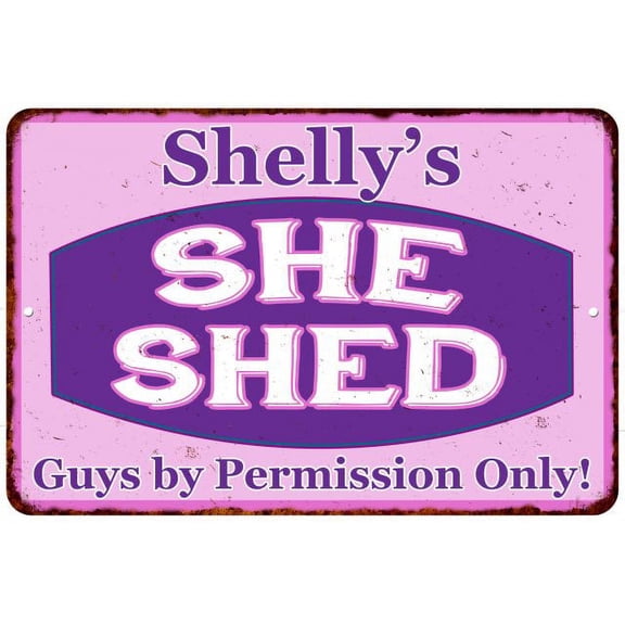 Shelly's Purple & Pink SHE SHED Vintage Sign 8x12 Woman Wall Decor 108120040300