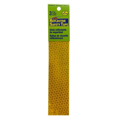 Hy-Ko 6 Inch Yellow Reflective Safety Strips, Self-Adhesive, 3-Pack