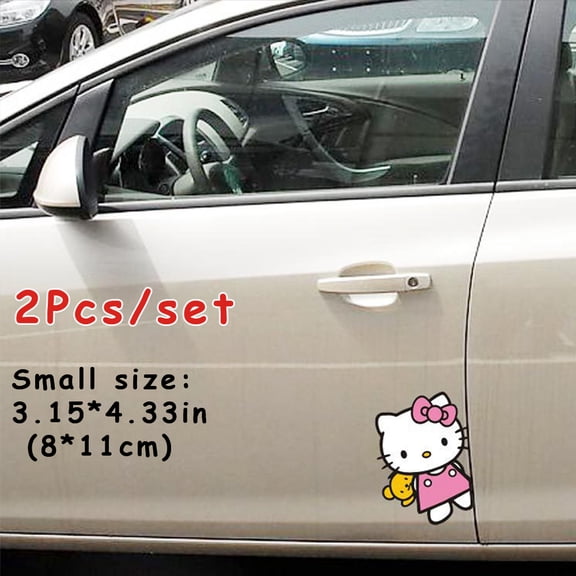 2Pcs/set Cute Kitty Bear Car Window DIY Stickers | Laptop Motorcycle Decoration Stickers | Car Body No Glue Decorations Props