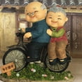 thumbnail image 4 of Escultura romántica china de un anciano esposo y esposa casados ​​enamorados pareja de bicicletas, 4 of 6
