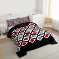 thumbnail image 3 of Castle Fairy Minimalist Checkered Queen Comforter Set,Black Red Grey Bedding Comforter Set, 3 of 8