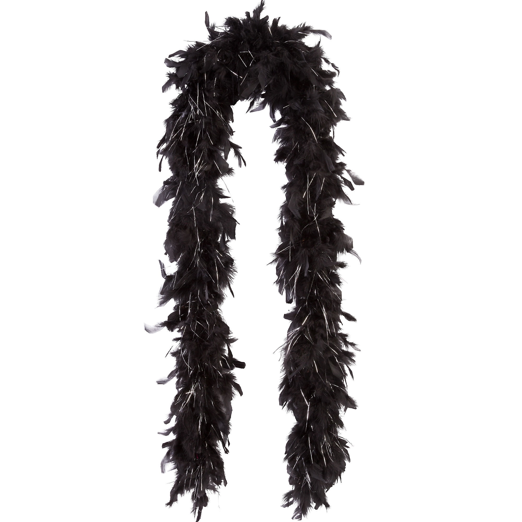 Suit Yourself Black with Silver Tinsel Feather Boa for Adults, Measures