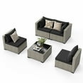 thumbnail image 4 of MRUAKA 5 Pieces Patio Conversation Set, Outdoor Sectional PE Rattan Wicker Furniture Seat,BLACK, 4 of 6