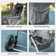 thumbnail image 2 of PawHut Travel Pet Stroller for Dogs, Cats, One-Click Fold Jogger Pushchair with Swivel Wheels, Braket, Basket Storage, Safety Belts, Adjustable Canopy, Zippered Mesh Window Door, Grey, 2 of 2