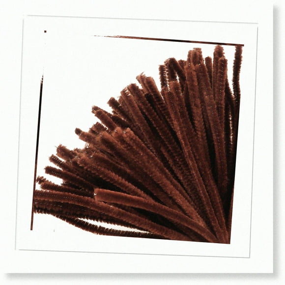 Bulk Brown Chenille Pipe Cleaners - 100pcs 6mm x 12 Inch Fuzzy Stems for DIY Art Decorations