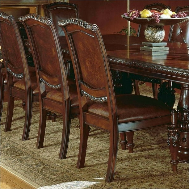 Steve Silver Company Antoinette Leather Dining Chair In Cherry Antoinette Leather Dining Chair