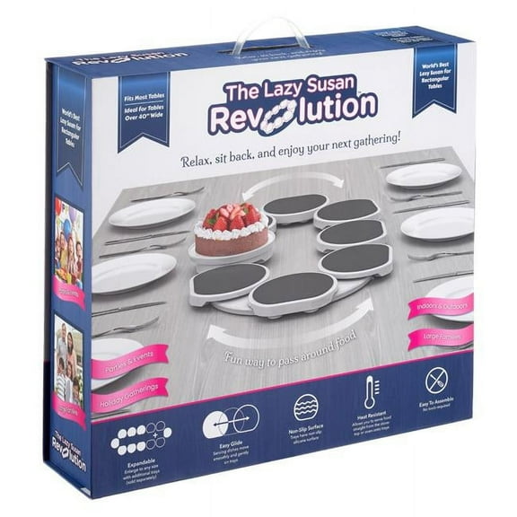 Lazy Susan LZYS-1000 Turntable for Rectangular Long & Oblong Tables Dining - Full Set