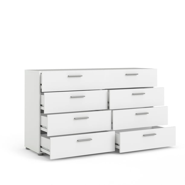 Loft 8 Drawer Double Dresser , White